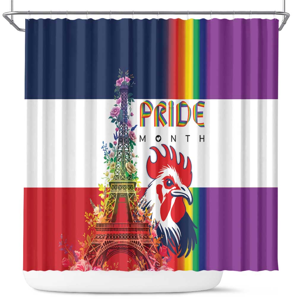 LGBTQ Pride Month Gay Shower Curtain Eiffel Tower Paris Rainbow Flag