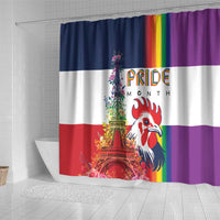 LGBTQ Pride Month Gay Shower Curtain Eiffel Tower Paris Rainbow Flag