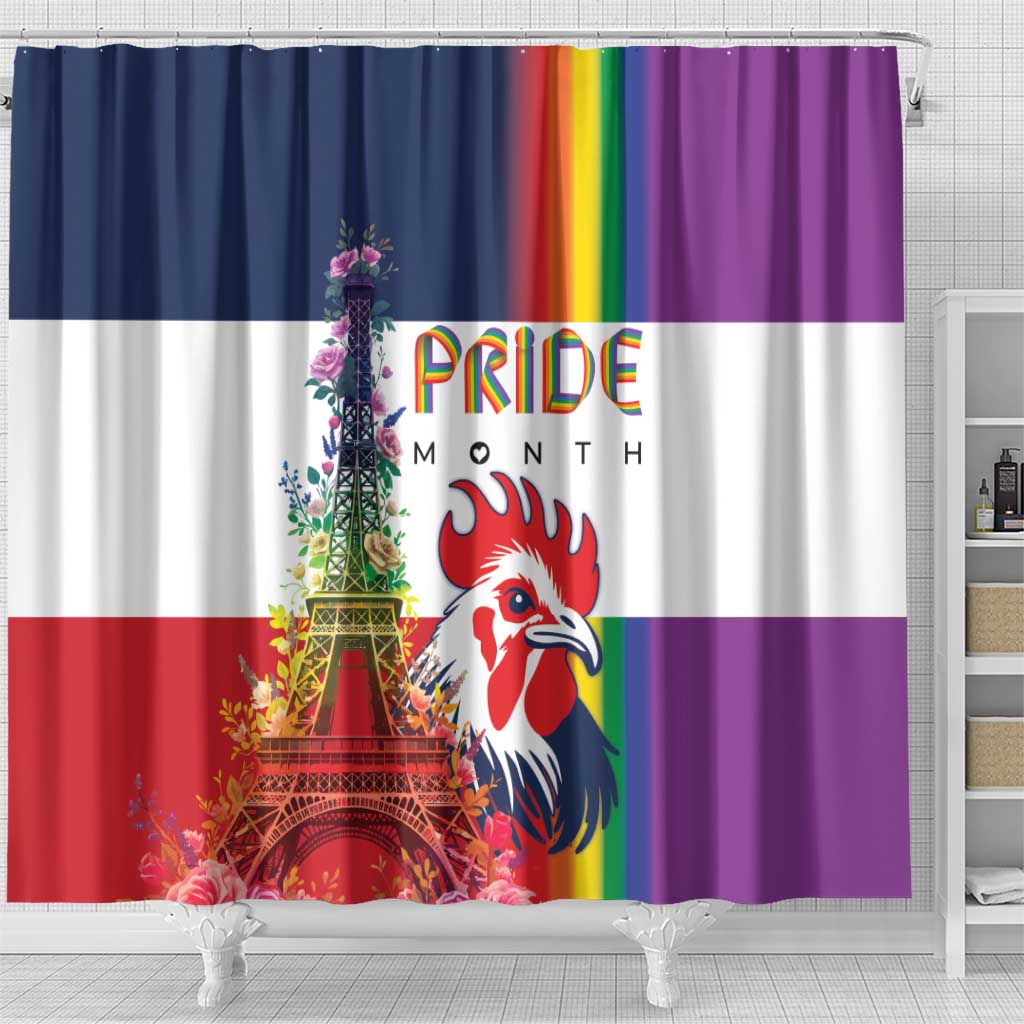 LGBTQ Pride Month Gay Shower Curtain Eiffel Tower Paris Rainbow Flag