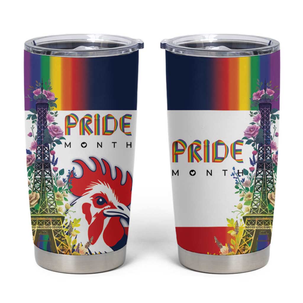 LGBTQ Pride Month Gay Tumbler Cup Eiffel Tower Paris Rainbow Flag