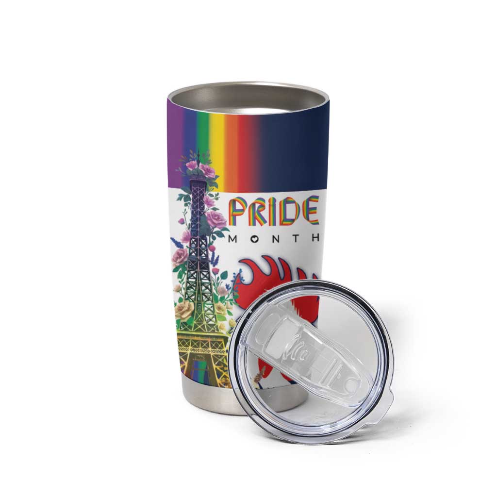 LGBTQ Pride Month Gay Tumbler Cup Eiffel Tower Paris Rainbow Flag