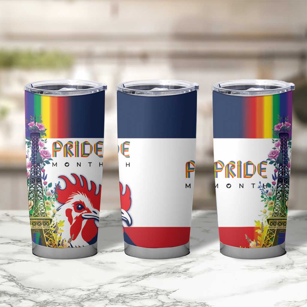 LGBTQ Pride Month Gay Tumbler Cup Eiffel Tower Paris Rainbow Flag