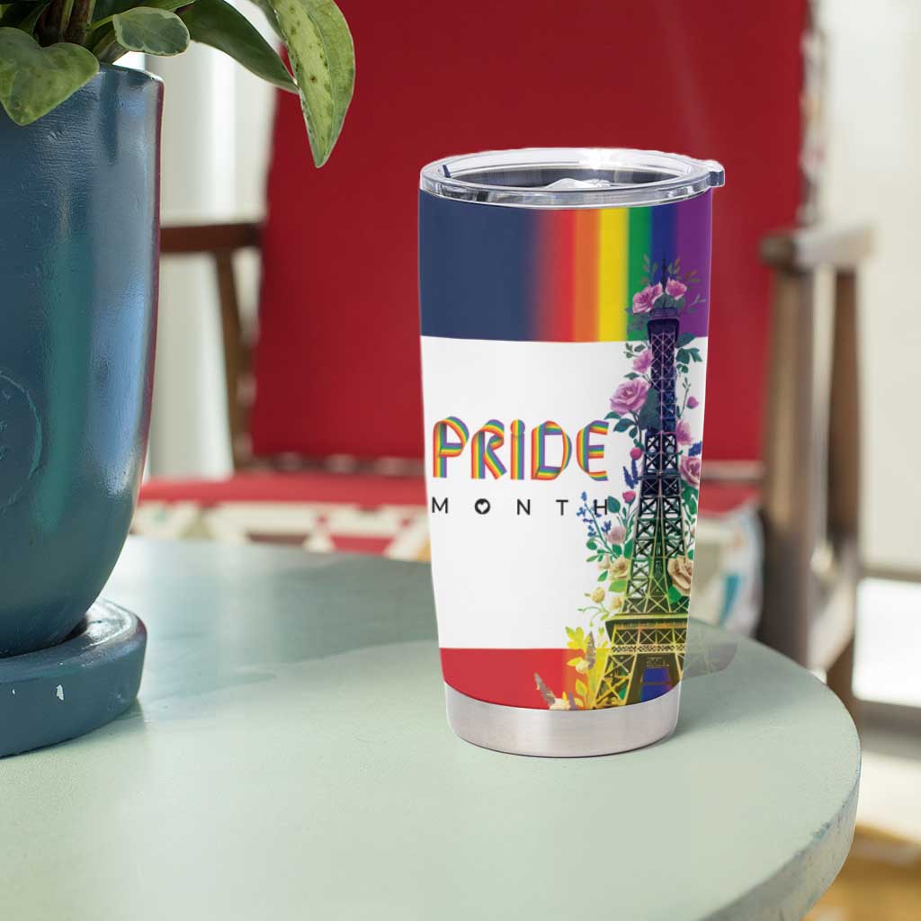 LGBTQ Pride Month Gay Tumbler Cup Eiffel Tower Paris Rainbow Flag