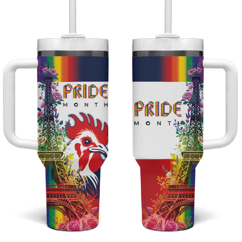 LGBTQ Pride Month Gay Tumbler With Handle Eiffel Tower Paris Rainbow Flag