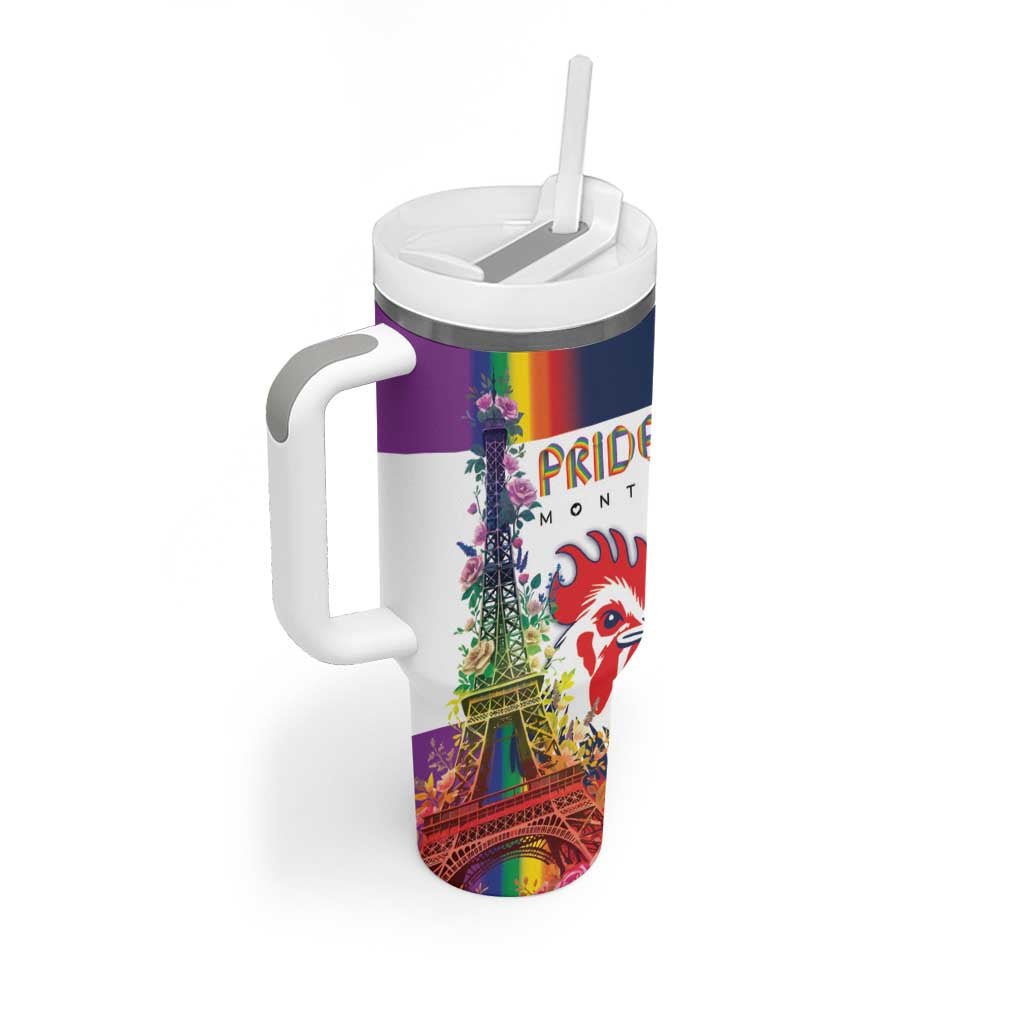 LGBTQ Pride Month Gay Tumbler With Handle Eiffel Tower Paris Rainbow Flag