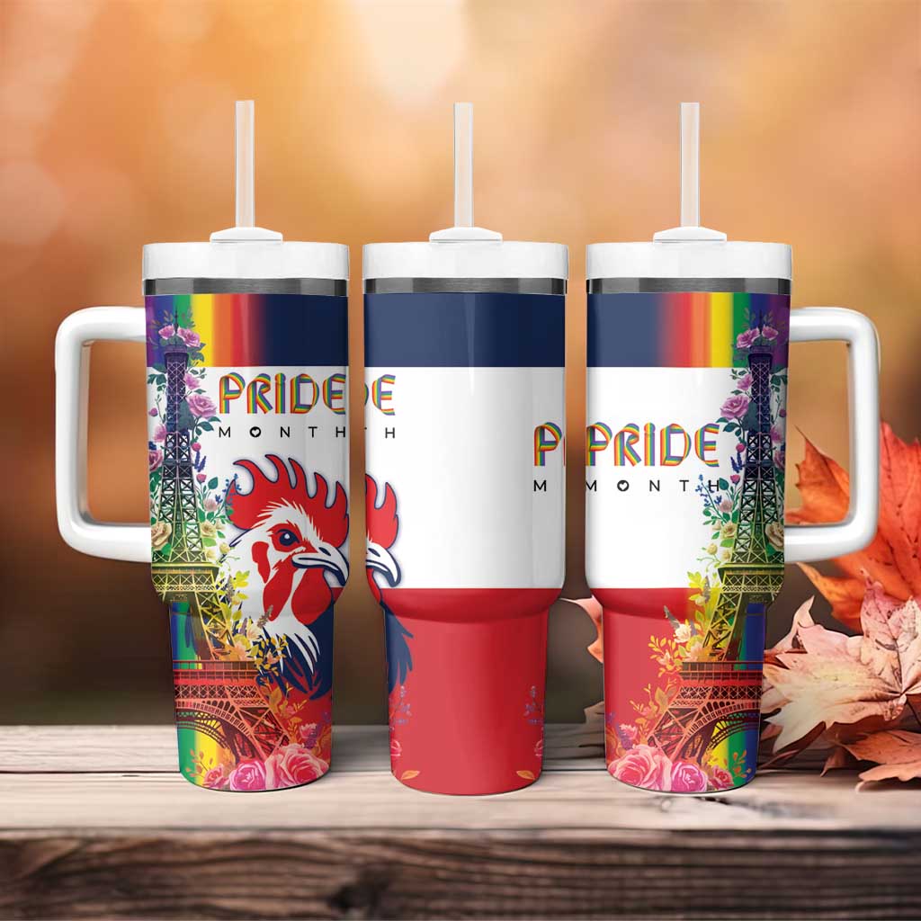 LGBTQ Pride Month Gay Tumbler With Handle Eiffel Tower Paris Rainbow Flag