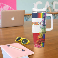 LGBTQ Pride Month Gay Tumbler With Handle Eiffel Tower Paris Rainbow Flag
