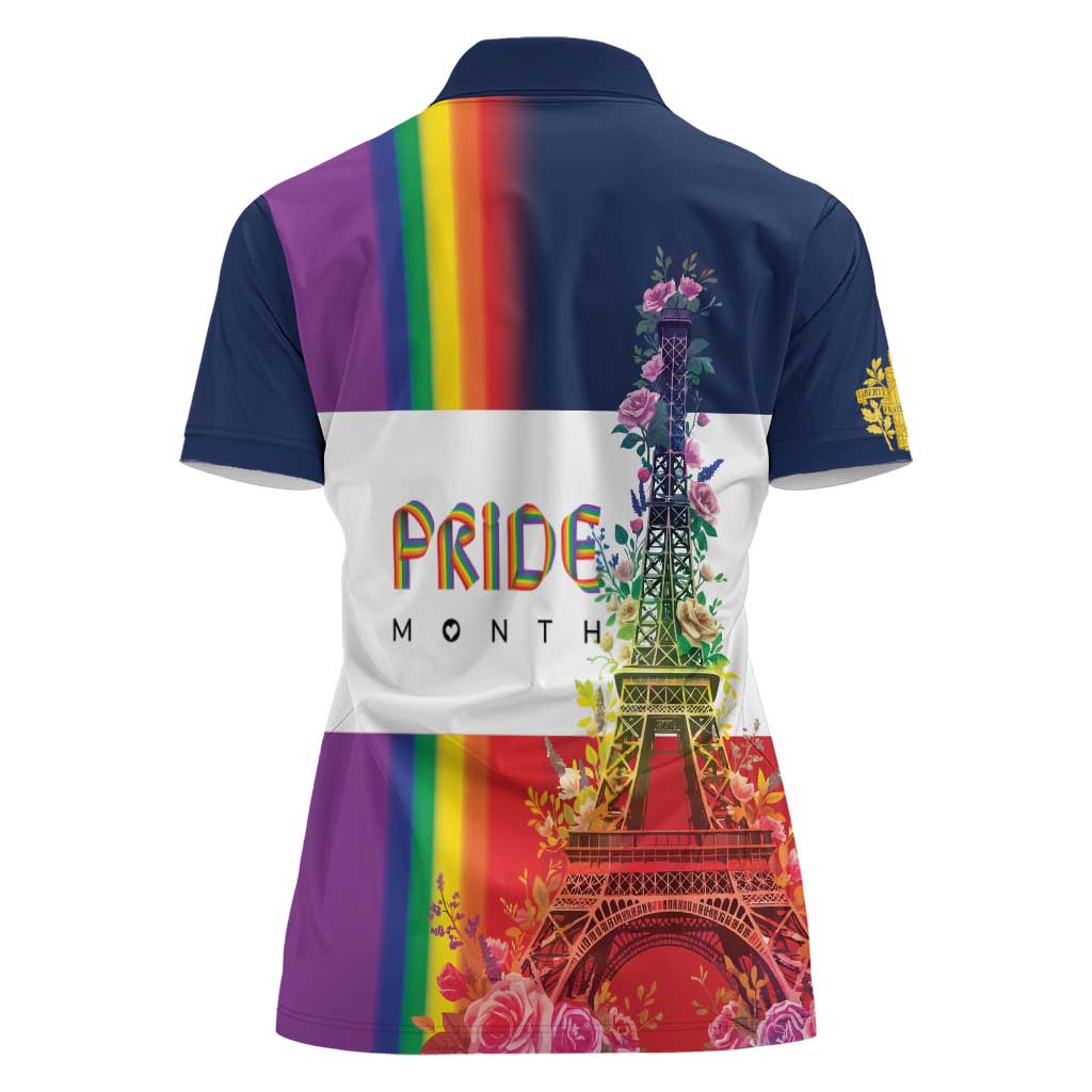 LGBTQ Pride Month Gay Women Polo Shirt Eiffel Tower Paris Rainbow Flag