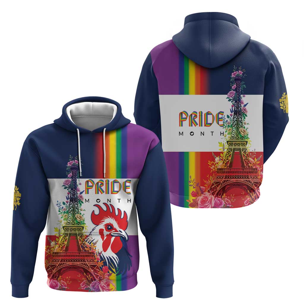 LGBTQ Pride Month Gay Zip Hoodie Eiffel Tower Paris Rainbow Flag