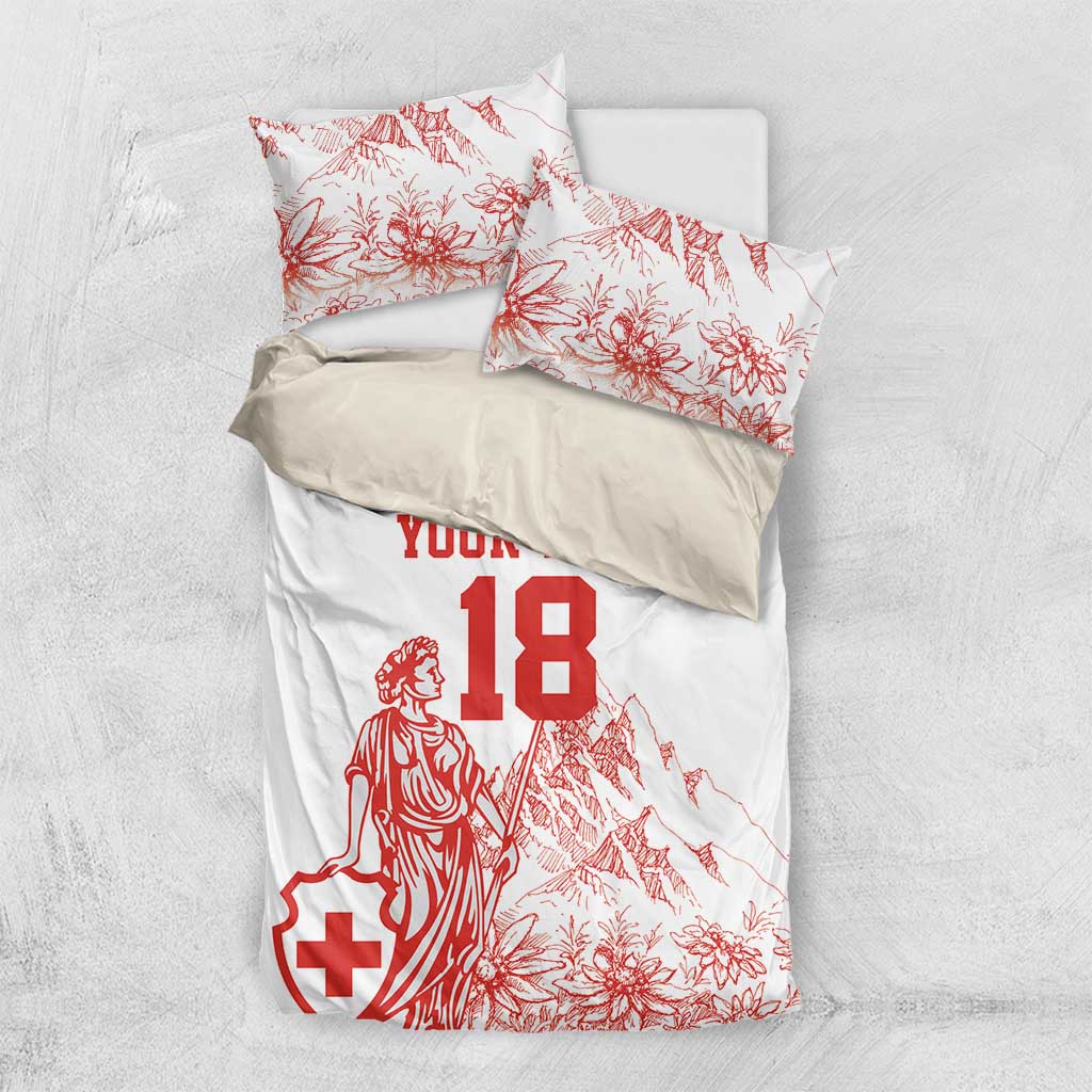 Custom Switzerland Football Bedding Set Confoederatio Helvetica