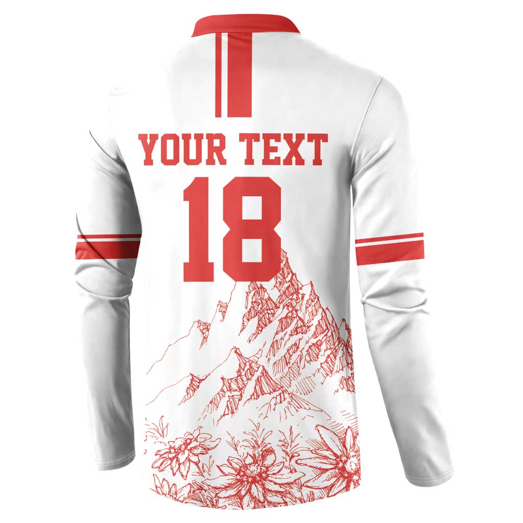 Custom Switzerland Football Button Sweatshirt Confoederatio Helvetica