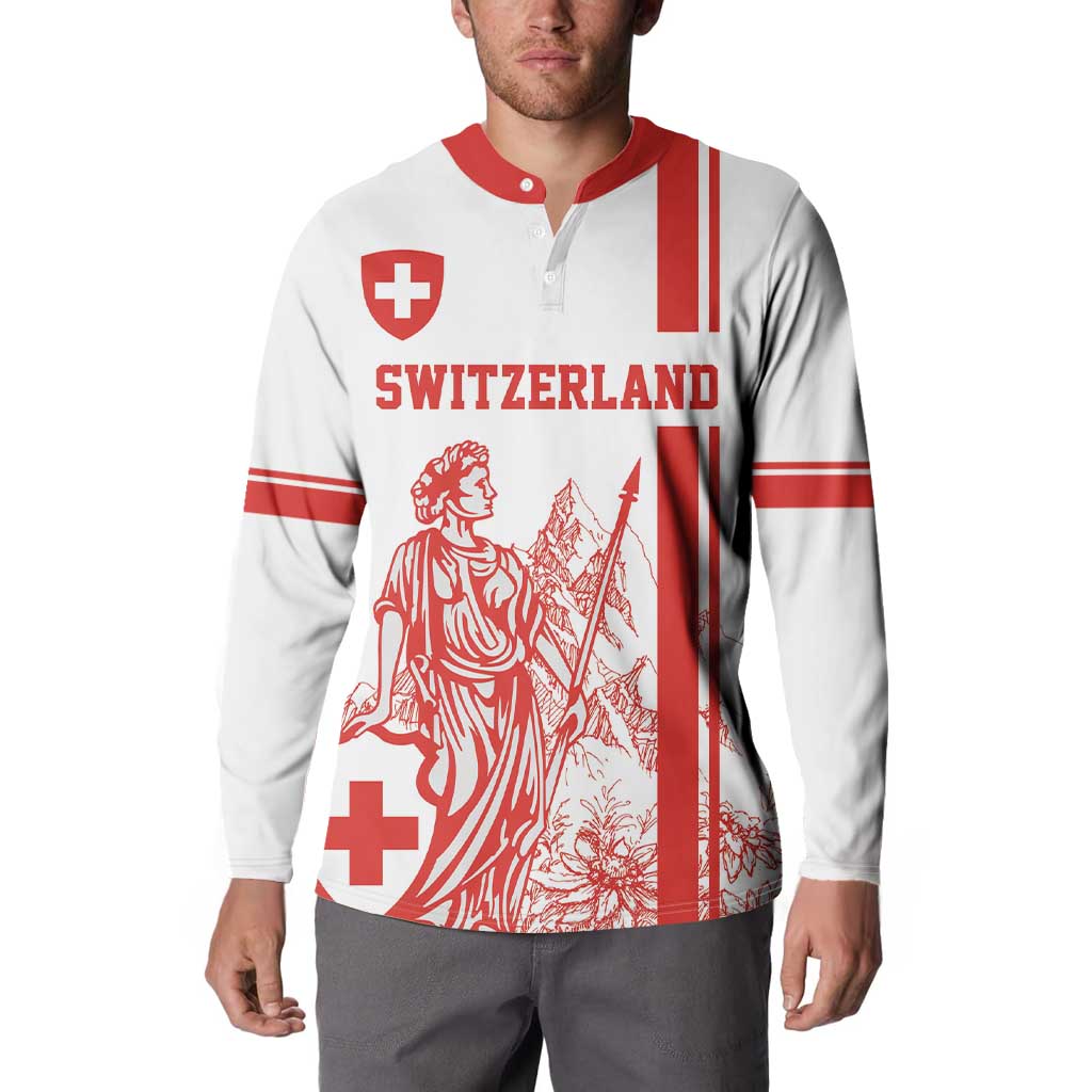 Custom Switzerland Football Button Sweatshirt Confoederatio Helvetica