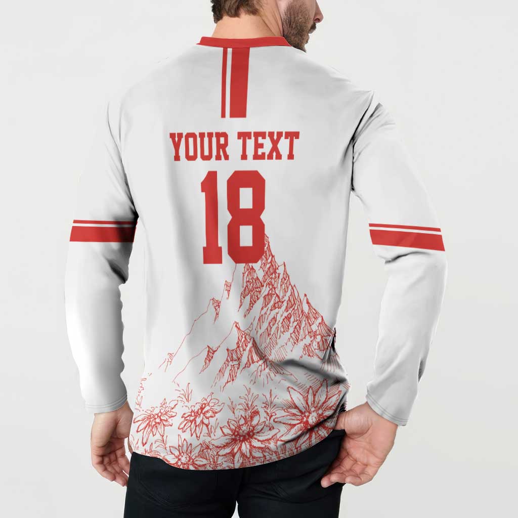 Custom Switzerland Football Button Sweatshirt Confoederatio Helvetica