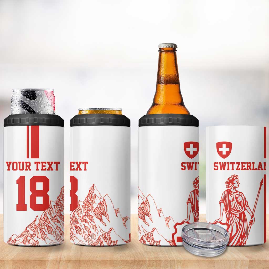 Custom Switzerland Football 4 in 1 Can Cooler Tumbler Confoederatio Helvetica
