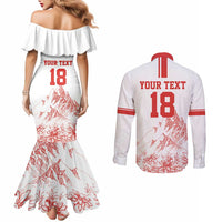 Custom Switzerland Football Couples Matching Mermaid Dress and Long Sleeve Button Shirt Confoederatio Helvetica