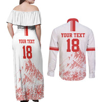 Custom Switzerland Football Couples Matching Off Shoulder Maxi Dress and Long Sleeve Button Shirt Confoederatio Helvetica