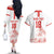 Custom Switzerland Football Couples Matching Off The Shoulder Long Sleeve Dress and Hawaiian Shirt Confoederatio Helvetica