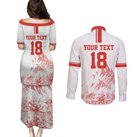 Custom Switzerland Football Couples Matching Puletasi and Long Sleeve Button Shirt Confoederatio Helvetica