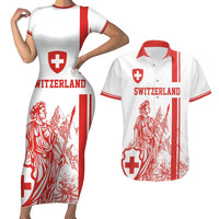 Custom Switzerland Football Couples Matching Short Sleeve Bodycon Dress and Hawaiian Shirt Confoederatio Helvetica