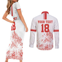 Custom Switzerland Football Couples Matching Short Sleeve Bodycon Dress and Long Sleeve Button Shirt Confoederatio Helvetica