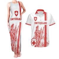 Custom Switzerland Football Couples Matching Tank Maxi Dress and Hawaiian Shirt Confoederatio Helvetica