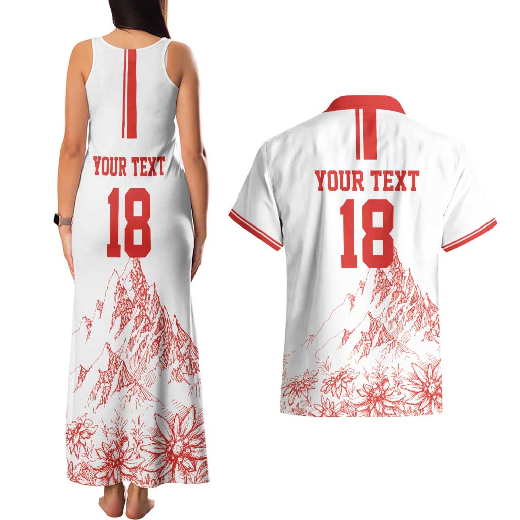 Custom Switzerland Football Couples Matching Tank Maxi Dress and Hawaiian Shirt Confoederatio Helvetica