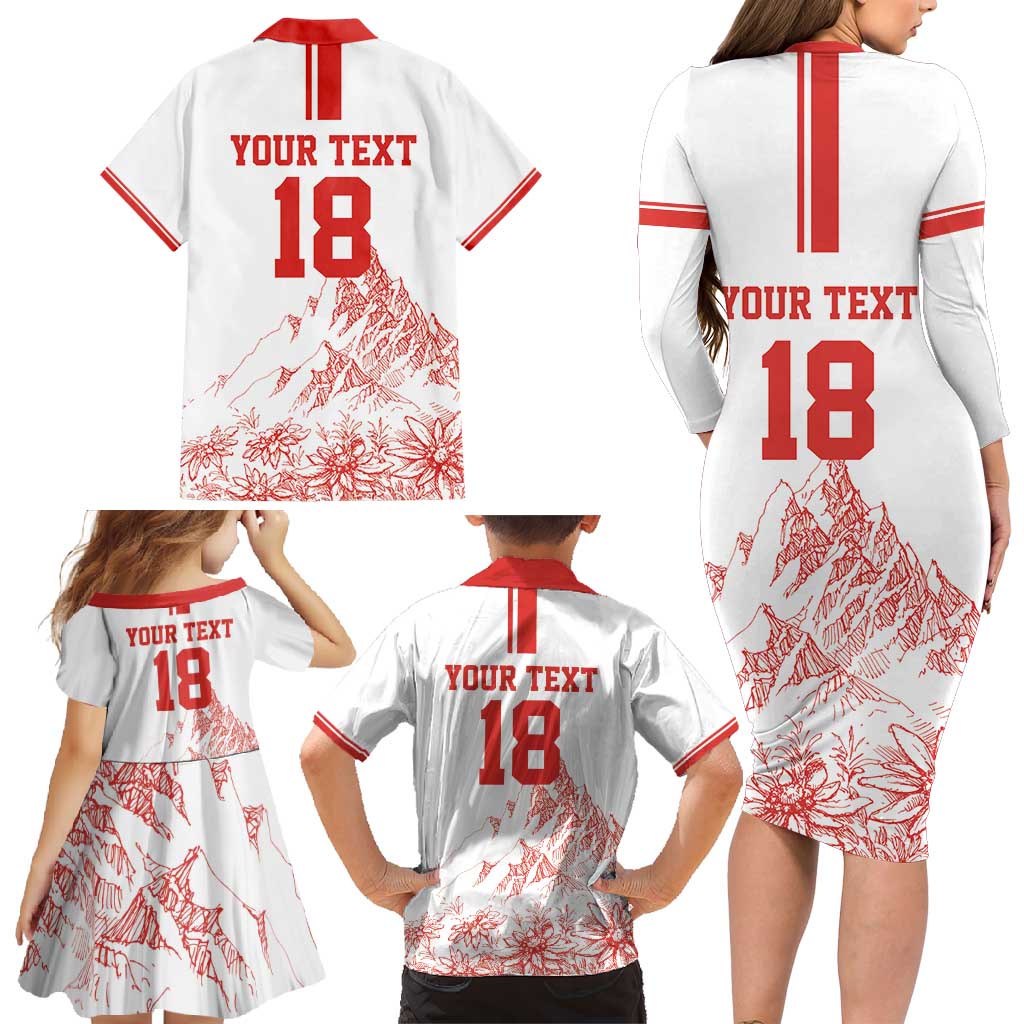 Custom Switzerland Football Family Matching Long Sleeve Bodycon Dress and Hawaiian Shirt Confoederatio Helvetica