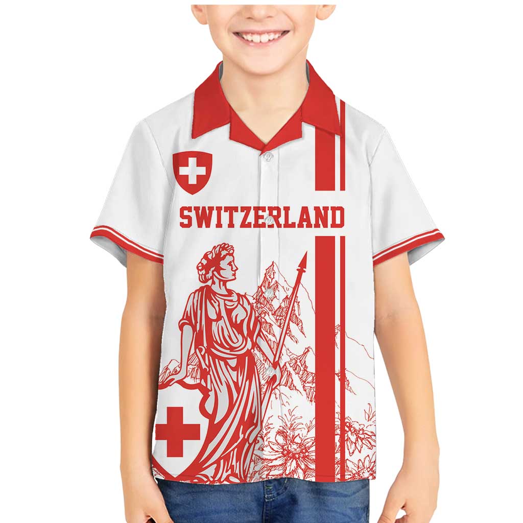 Custom Switzerland Football Family Matching Mermaid Dress and Hawaiian Shirt Confoederatio Helvetica