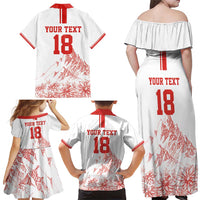 Custom Switzerland Football Family Matching Off Shoulder Maxi Dress and Hawaiian Shirt Confoederatio Helvetica