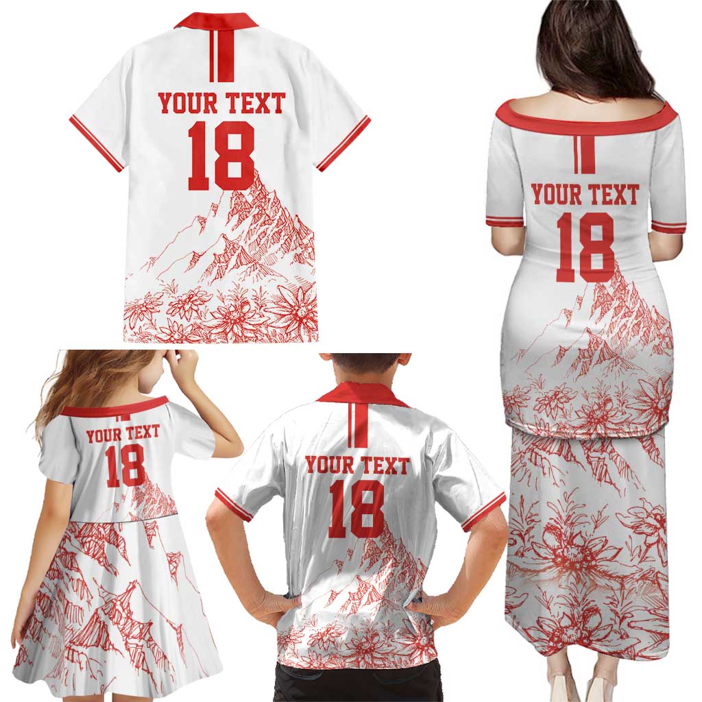 Custom Switzerland Football Family Matching Puletasi and Hawaiian Shirt Confoederatio Helvetica