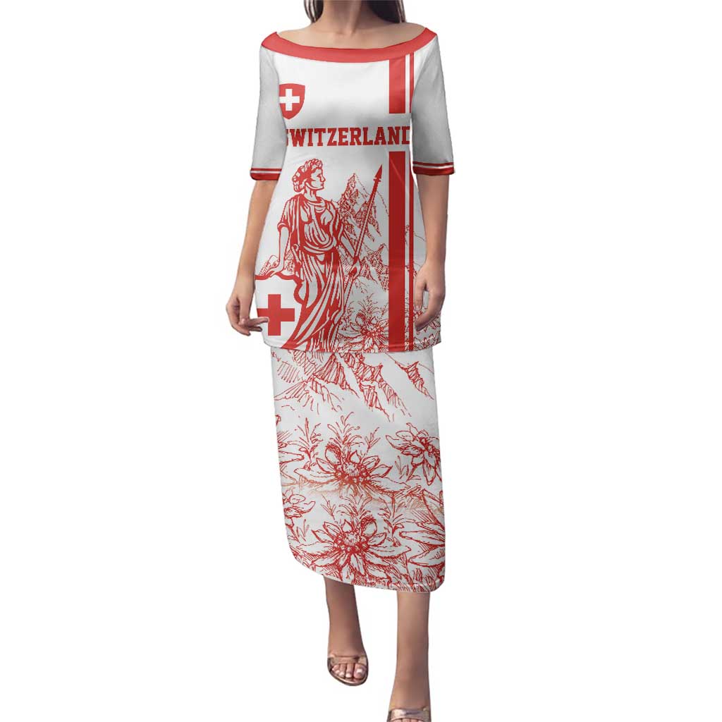 Custom Switzerland Football Family Matching Puletasi and Hawaiian Shirt Confoederatio Helvetica