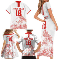 Custom Switzerland Football Family Matching Short Sleeve Bodycon Dress and Hawaiian Shirt Confoederatio Helvetica