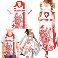 Custom Switzerland Football Family Matching Summer Maxi Dress and Hawaiian Shirt Confoederatio Helvetica