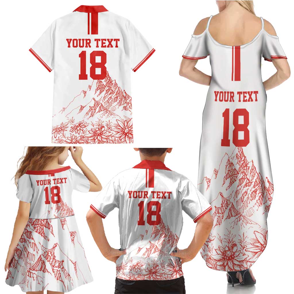 Custom Switzerland Football Family Matching Summer Maxi Dress and Hawaiian Shirt Confoederatio Helvetica