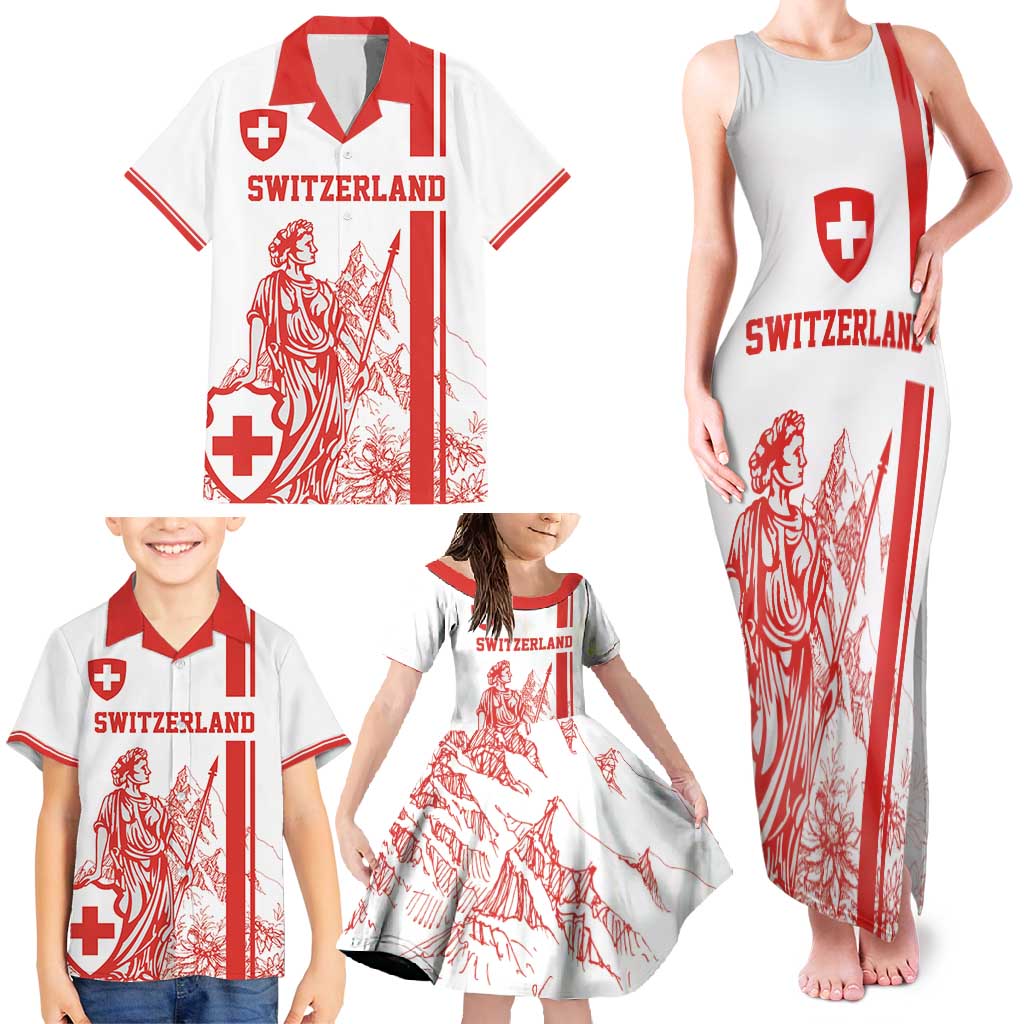 Custom Switzerland Football Family Matching Tank Maxi Dress and Hawaiian Shirt Confoederatio Helvetica