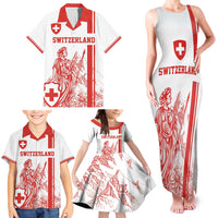 Custom Switzerland Football Family Matching Tank Maxi Dress and Hawaiian Shirt Confoederatio Helvetica