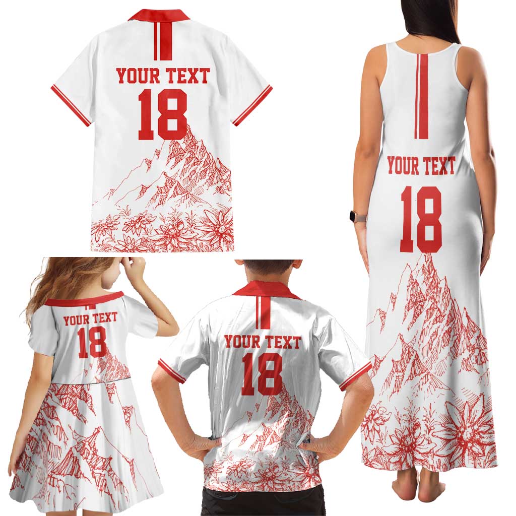 Custom Switzerland Football Family Matching Tank Maxi Dress and Hawaiian Shirt Confoederatio Helvetica