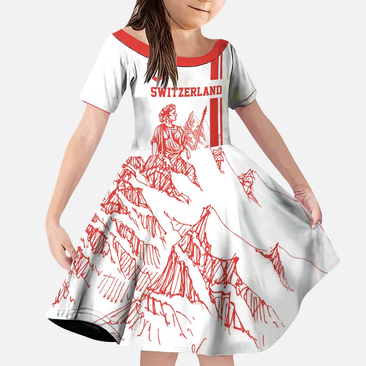 Custom Switzerland Football Kid Short Sleeve Dress Confoederatio Helvetica