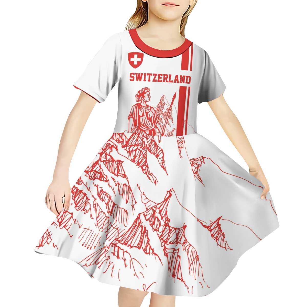 Custom Switzerland Football Kid Short Sleeve Dress Confoederatio Helvetica