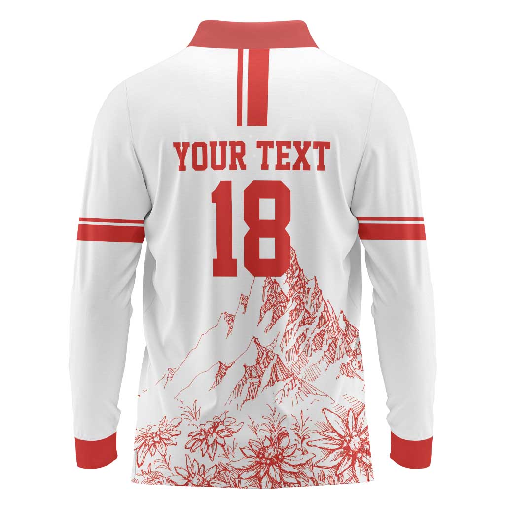 Custom Switzerland Football Long Sleeve Polo Shirt Confoederatio Helvetica