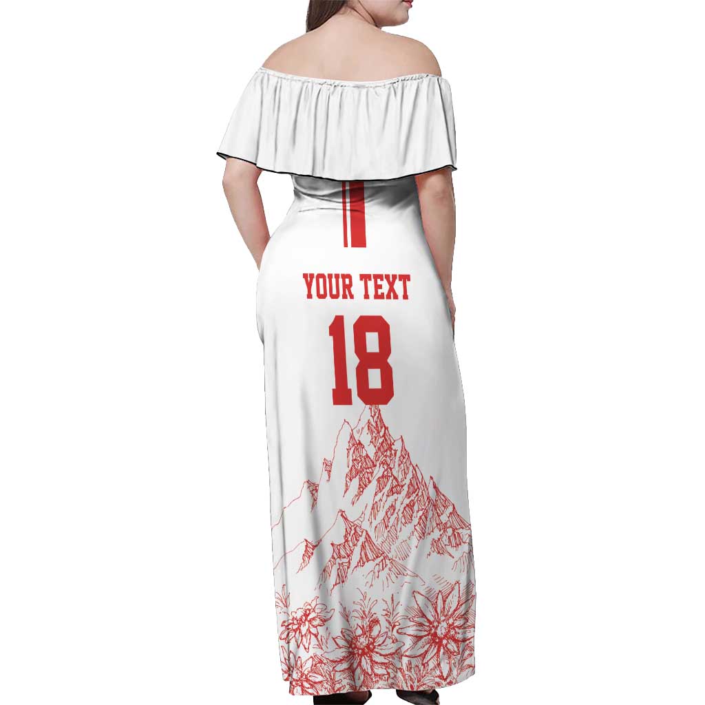 Custom Switzerland Football Off Shoulder Maxi Dress Confoederatio Helvetica