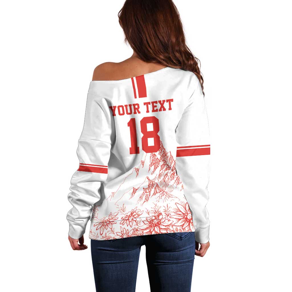 Custom Switzerland Football Off Shoulder Sweater Confoederatio Helvetica