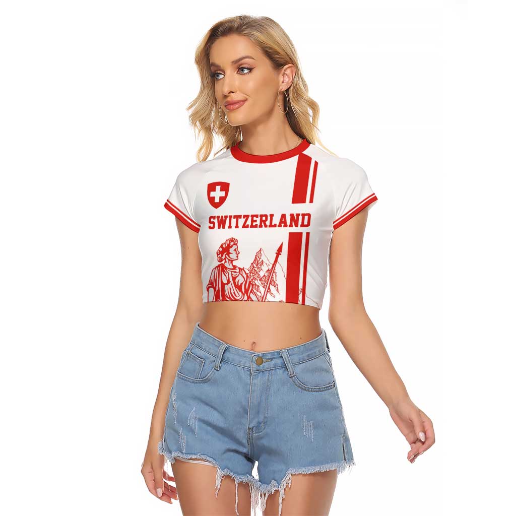 Custom Switzerland Football Raglan Cropped T Shirt Confoederatio Helvetica