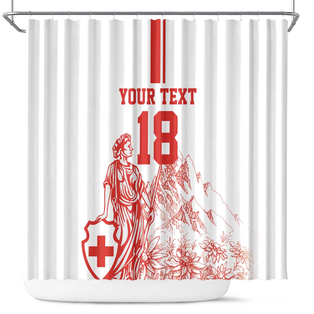 Custom Switzerland Football Shower Curtain Confoederatio Helvetica