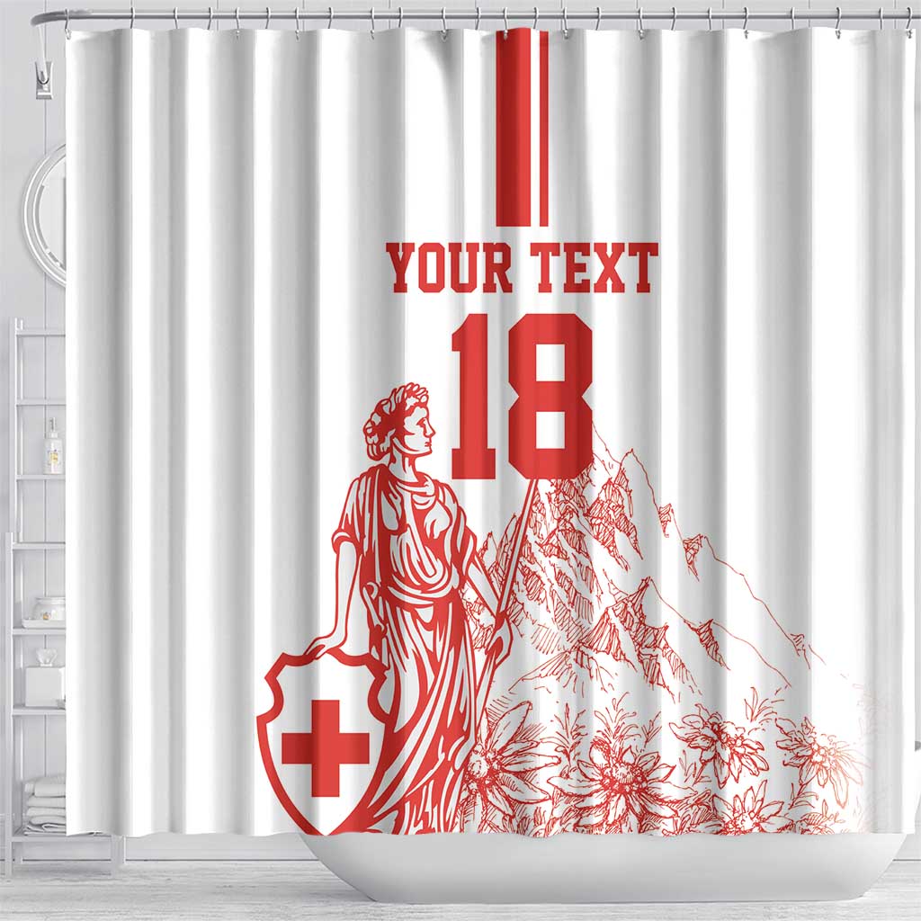 Custom Switzerland Football Shower Curtain Confoederatio Helvetica