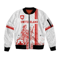 Custom Switzerland Football Sleeve Zip Bomber Jacket Confoederatio Helvetica