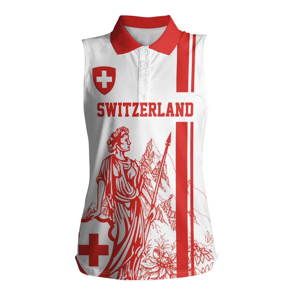Custom Switzerland Football Women Sleeveless Polo Shirt Confoederatio Helvetica