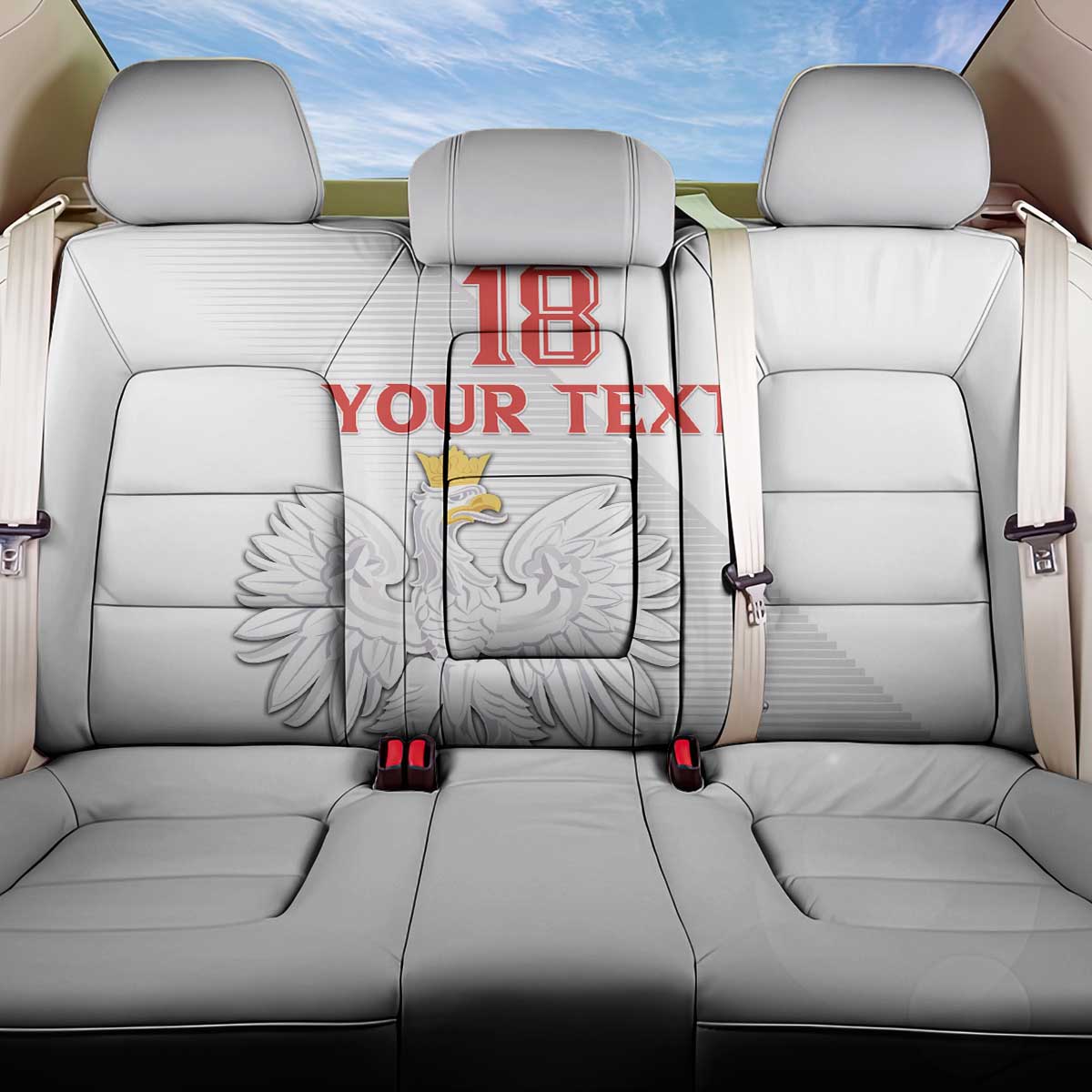 Custom Poland Football Back Car Seat Cover Bialo-Czerwoni Go Champion