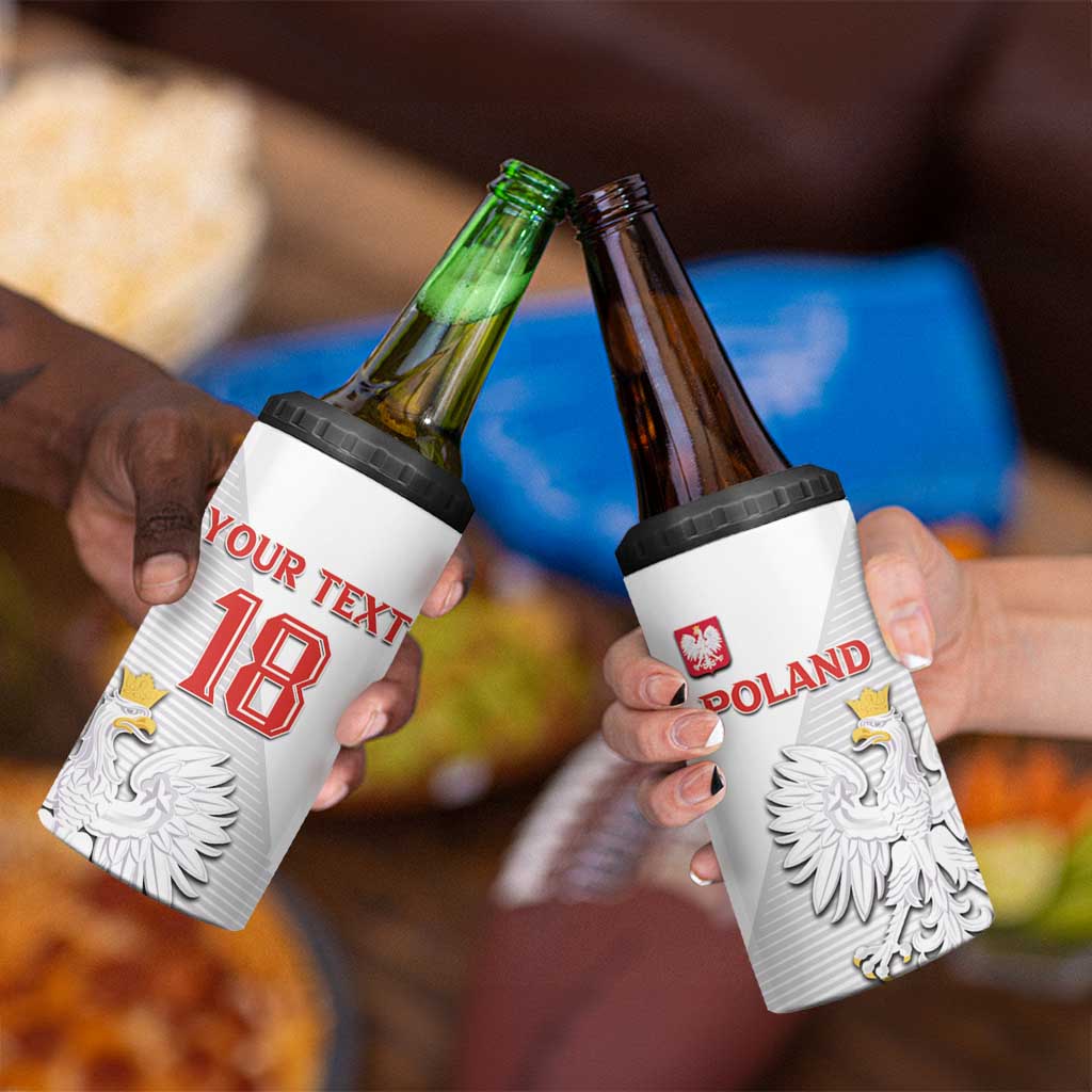 Custom Poland Football 4 in 1 Can Cooler Tumbler Bialo-Czerwoni Go Champion