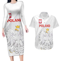Custom Poland Football Couples Matching Long Sleeve Bodycon Dress and Hawaiian Shirt Bialo-Czerwoni Go Champion